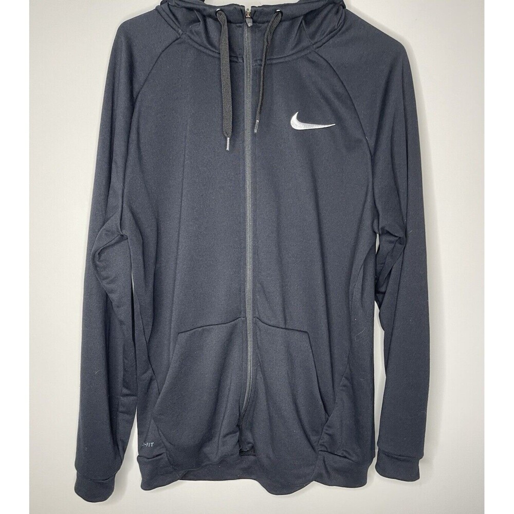 Nike Dri-Fit Fleece Training Jacket Hooded Black Full Zip BV2676-010 Mens L